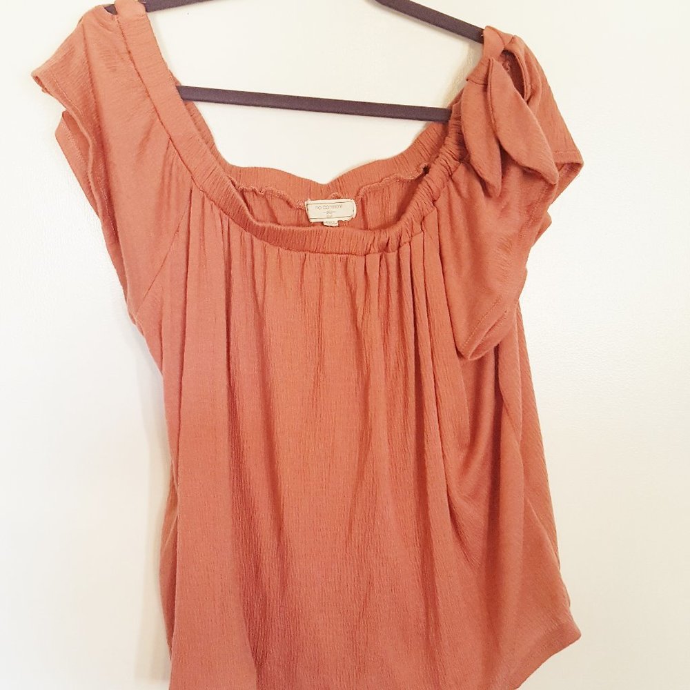 NO COMMENT Women's Top 2X Dusty Rose Elastic